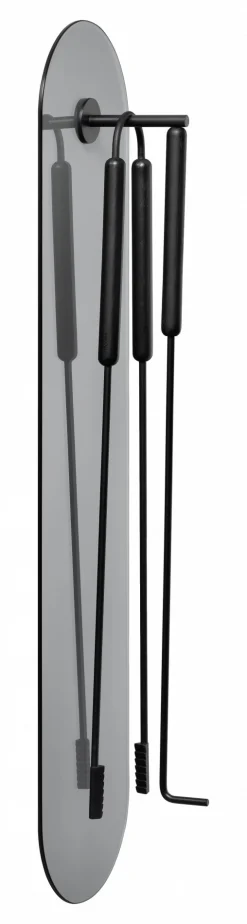 Kaminbesteck 3-tlg. Wandmontiert -ASHI- Farbe Black