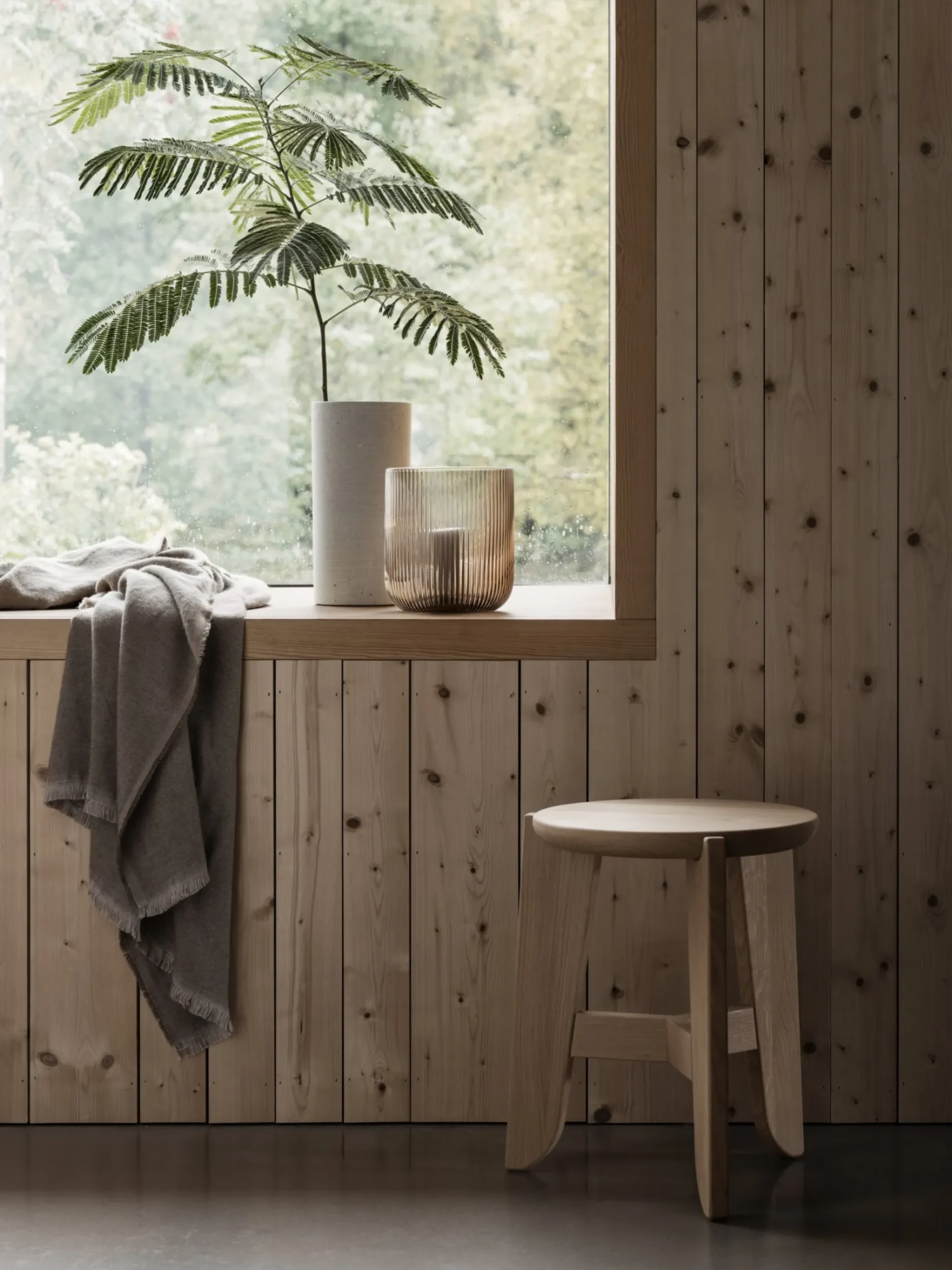 Sitzhocker -ELI- Farbton Holz, Höhe 45 cm