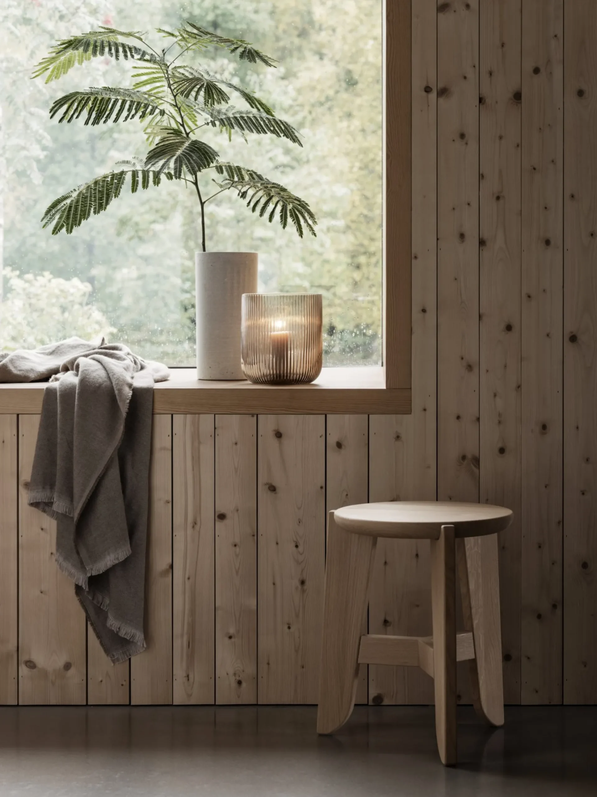 Sitzhocker -ELI- Farbton Holz, Höhe 45 cm
