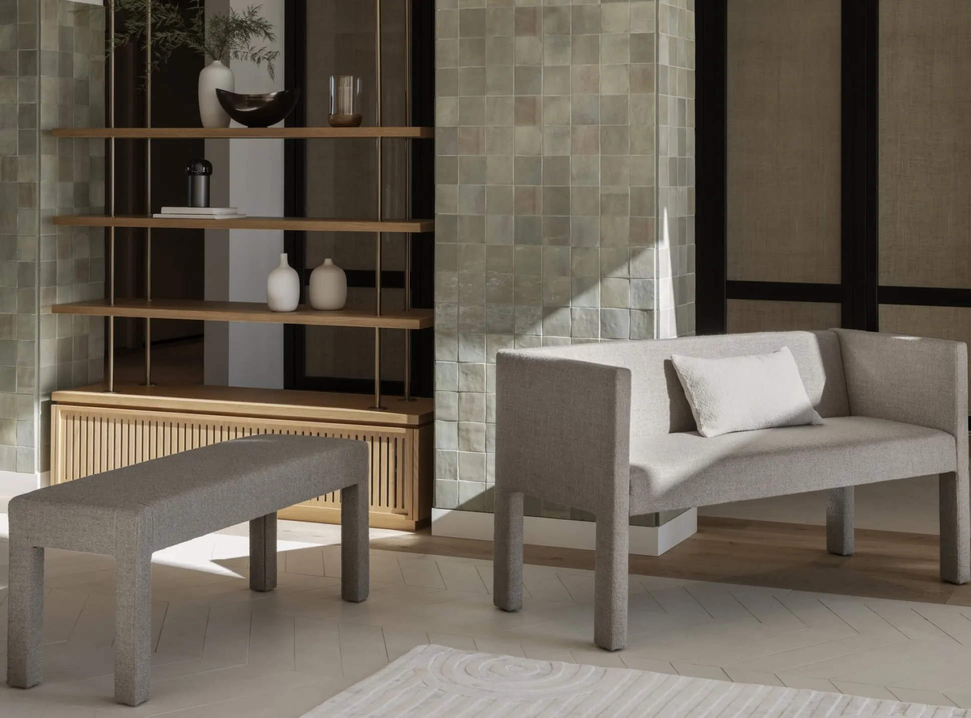 Sofa -SITTA- Stoff Boucla Farbe Shitake