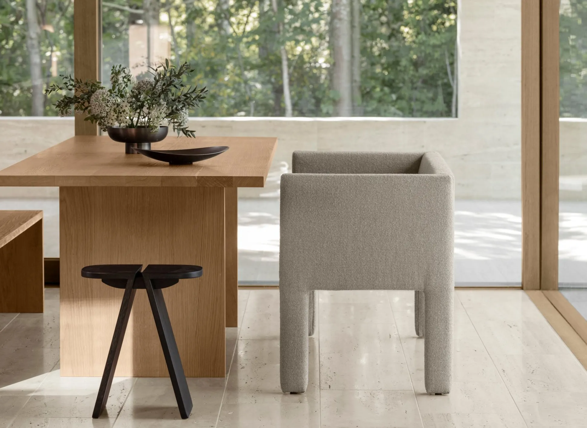 Sofa -SITTA- Stoff Boucla Farbe Shitake