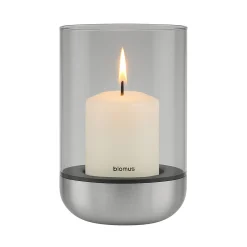 Windlicht -CALMA- Edelstahl matt, Glas Smoke Size L (exkl. Kerze)