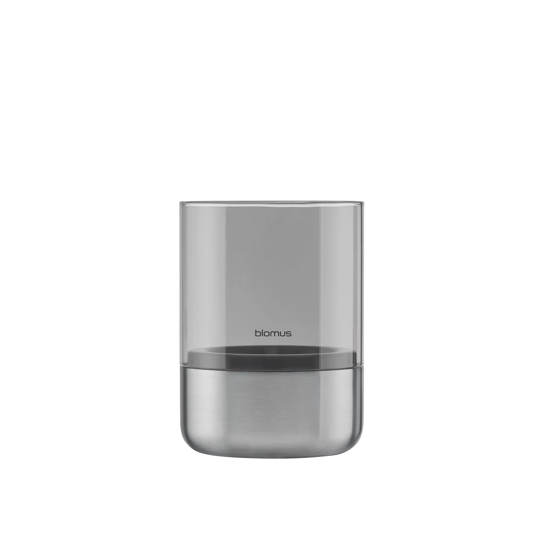 Windlicht -CALMA- Edelstahl matt, Glas Smoke Size S (exkl. Kerze)