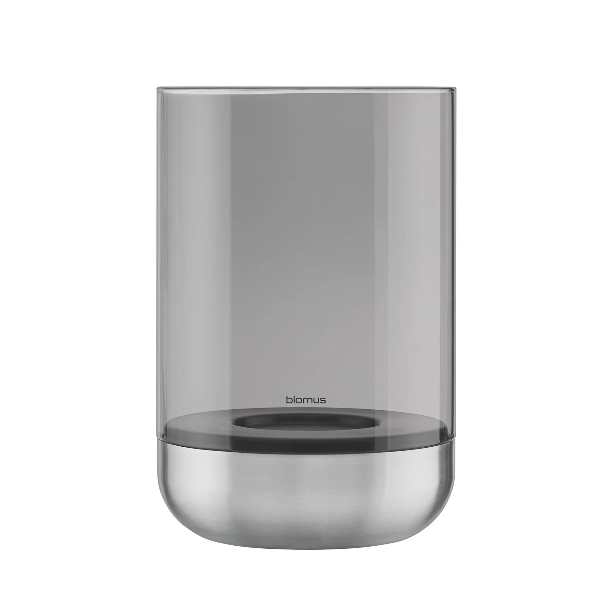 Windlicht -CALMA- Edelstahl matt, Glas Smoke Size L (exkl. Kerze)