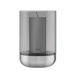 Windlicht -CALMA- Edelstahl matt, Glas Smoke Size L (exkl. Kerze)